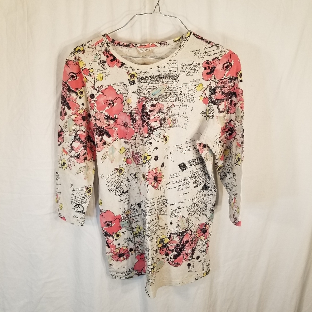 3/4 Sleeve Tee Size Medium By Christopher & Banks